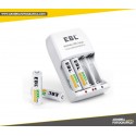 KIT 4 BATERÍAS RECARGABLES + CARGADOR EBL