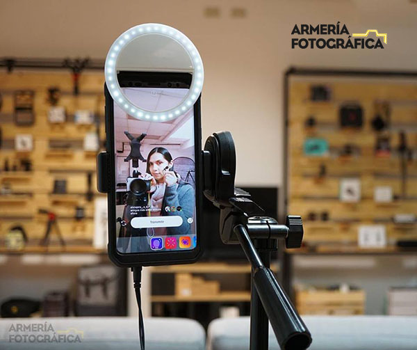 Mini Aro Selfie Luz Led con Batería Recargable Negro